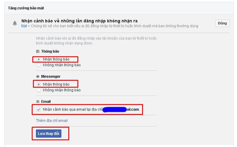 Cách để bảo mật tài khoản facebook bằng bật thông báo đăng nhập
