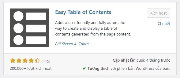 Kỹ thuật Seo Onpage – plugin easy table of contents
