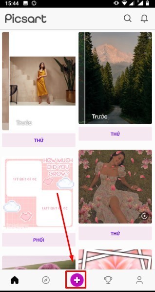 Cách xóa mụn bằng Picsart trên điện thoại - thêm ảnh vào app