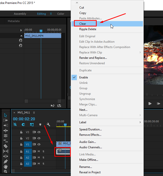 Cách tua nhanh/chậm/đảo ngược video trong Premiere - xóa file âm thanh