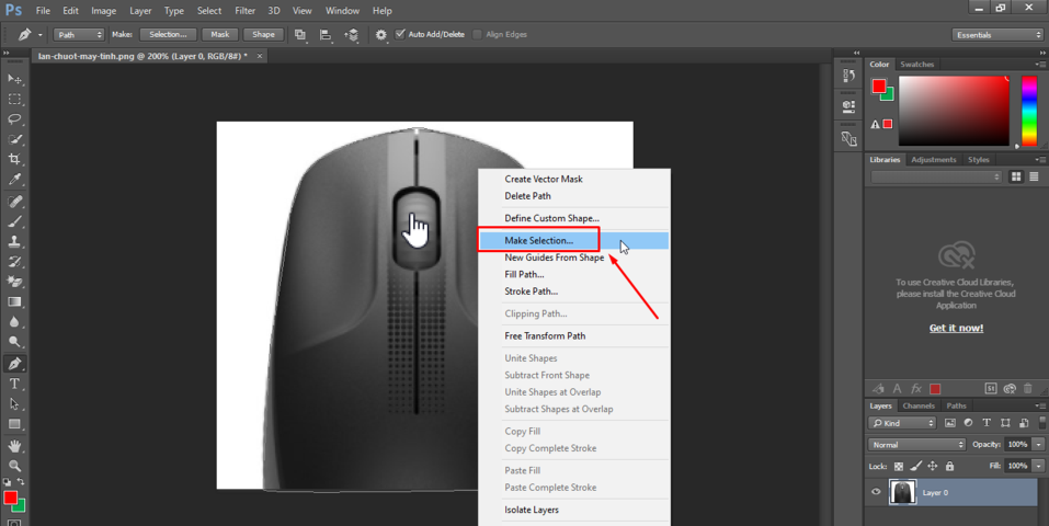 Cách chèn ảnh vào video trong Adobe Premiere - make selection pen tool trong photoshop