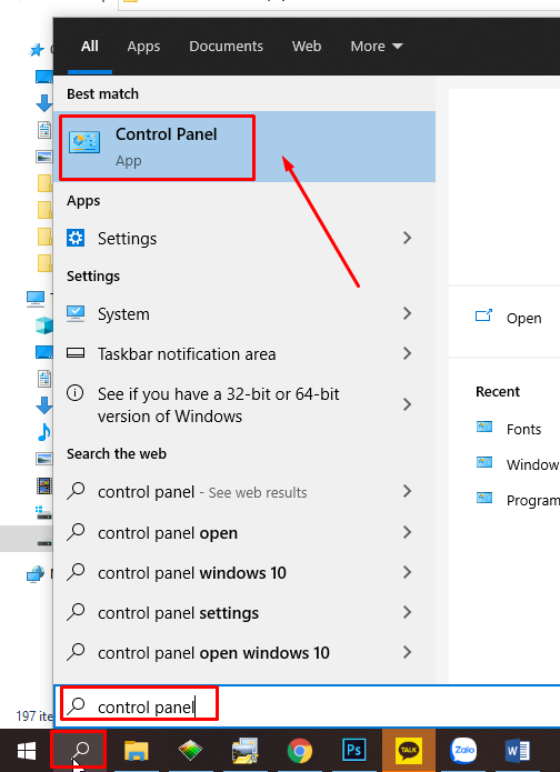 Cách chèn chữ vào ảnh trong photoshop - mở control panel